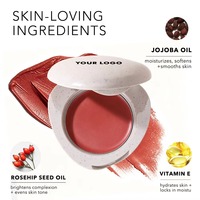 Palette de fard à joues crème naturelle personnalisée OEM, multi-usages pour les lèvres et le visage, végane, imperméable, hydratante, soyeuse, palette de fard à joues à étiquette privée