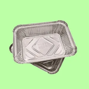 紙蓋付き650mlブリキ箔トレイ使い捨て焼きマフィンパン長方形アルミニウム食器オーブン皿