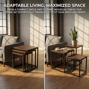 Table basse gigogne moderne en bois faite à la main - Base mobile pour chambre et hôtel, design durable et écologique - Product Image 5