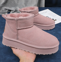 Automne/hiver nouvelles bottes de neige de créateur pour femmes avec velours chaud loisirs grand Couple bottes en coton à fond épais noir