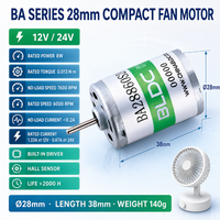 Moteur CC sans balais BLDC BA28 12V 24V 8W avec capteur Hall intégré pour pièces de mini ventilateur de bureau OEM ODM