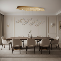 Lustre en cristal à branches ovales, hauteur réglable, éclairage de restaurant de luxe, grand design floral MD92497