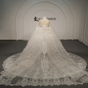 Vestido de Novia Xyg006-Pz con Corsé de Cuentas, Apliques de Encaje Plateado, Cola Catedral y Lazo en la Espalda, Estilo Princesa, Jancemebr - Product Image 6