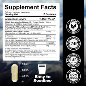 Capsules de Shilajit personnalisées par le fabricant pour stimuler les niveaux d'énergie, capsules de Shilajit de l'Himalaya, capsules de Maca, Ashwagandha, Shilajit pour le système immunitaire - Product Image 3