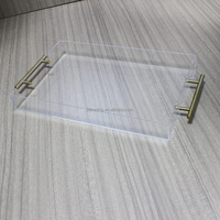 Plateaux de lit en plexiglas transparent, pour le petit déjeuner, en verre transparent, de forme rectangulaire, présentoir de luxe, vente en gros, 3mm/4mm