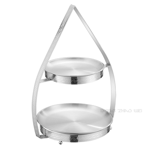 หรูหราตกแต่งงานแต่งงานเงินยืนขนมคัพเค้กแสดงพรรคสแตนเลสคู่ชั้นวางอาหารของหวานโต๊ะยืน - Product Image 5