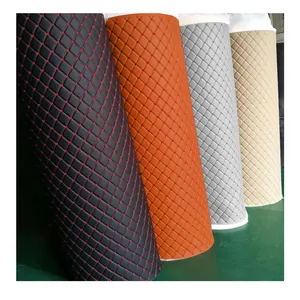 جلد سيارات مطرز من إسفنج PVC وقماش مبطن بخياطة ماسية لمقاعد السيارات، ريكسين، مادة إيفا بساط وتطريز - Product Image 1