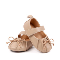 Chaussures Mary Jane en cuir PU à semelle souple pour bébés filles, avec nœud et sangle, chaussures plates antidérapantes pour premiers pas