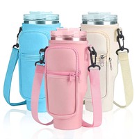 Étui isotherme en néoprène pour bouteille d'eau ou gobelet, 20oz, 30oz, 40oz, avec fermeture éclair, style bandoulière tendance