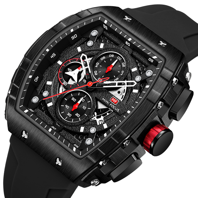 Top Brand MINI FOCUS Quartz Watches for Men Waterproof Wristwatch Fancy Design Glass Dial Silicone Strap Fashion Sports-MF0399G