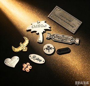 Premium Embossed Metal Clothing Logo Label Custom Brand Metal Plate For Fashion Garment Handbags - Product Image 3