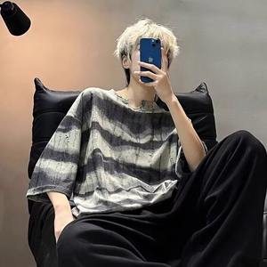 Camiseta de Verano 2025, Estilo Nuevo, con Cuentas, Cuello Redondo, Manga Corta, para Hombre, Estilo Vintage, Casual, Estilo Americano, Retro, de Moda - Product Image 6