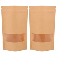 Sacs en papier kraft avec fermeture éclair, personnalisés en gros, classiques, de qualité alimentaire, étanches à l'humidité, réutilisables, avec fenêtre, sacs bruns