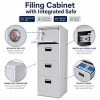 Gabinete Ignífugo Resistente de 4 Cajones, Gabinete de Almacenamiento de Archivos de Acero con Cerradura y Caja Fuerte para Documentos y Archivos de Oficina