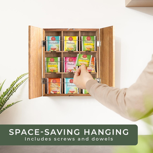 Contenitore per tè in legno di Acacia massello Organizer 12 scomparti Organizer <span class=keywords><strong>da</strong></span> tè con montaggio a <span class=keywords><strong>parete</strong></span> decorazione per la casa in legno <span class=keywords><strong>porta</strong></span> bustine di tè - Product Image 3