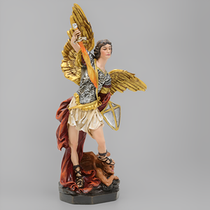 Productos en Stock, Estatuas Religiosas Católicas de Resina, Adornos Cristianos de Pascua, Estatua de San Miguel Derrotando al Diablo en Acabado Pintado - Product Image 3