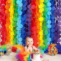 Dekorasi Pesta Pelangi Kertas Tisu Polkadot Besar Latar Belakang Streamer Titik Lingkaran Warna-warni Ulang Tahun Baby Shower Pernikahan