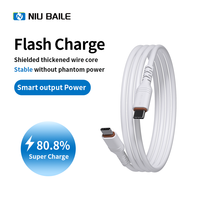 Kabel USB-C ke USB-C NIUBAILE Bersertifikasi USB3.0 Silikon, Pengisian Cepat PD 65W, 0.9m/1.8m untuk iPhone 15/16, Komputer, Earphone