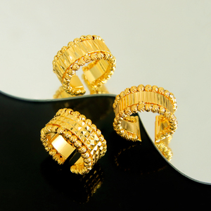 Juego de Joyería de Lujo con Diseño de Cuentas de Dubái, Chapado en Oro de 21k, Conjunto de Anillo y Brazalete Abierto para Novia, para Mujeres, para Bodas y Fiestas - Product Image 3