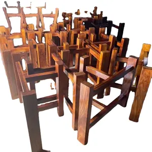 Customized and optional solid wood simple large board table Okan bracket log dining table tea set base Ba Huatrianglebracket leg