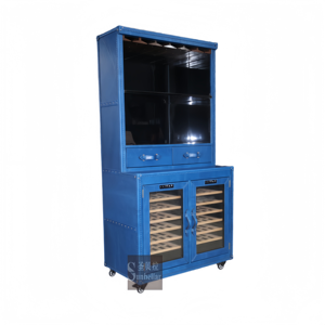 Refrigerador/Cuarto de Vino de Cuero Genuino Azul Retro Vintage OEM/ODM para Sala de Estar con Control de Temperatura AC824 - Product Image 6