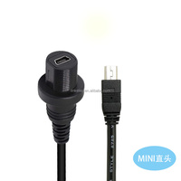 Carga rápida a prueba de agua 0,3 m Mini USB arriba abajo izquierda derecha ángulo de 90 grados macho a recto hembra Cable de datos de computadora