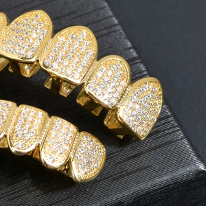 Grillz con Microincrustaciones de Zirconia, Dentaduras de Oro y Plata Estilo Hip Hop, Unisex, Uso Diario, Diseño Geométrico E 013 - Product Image 4