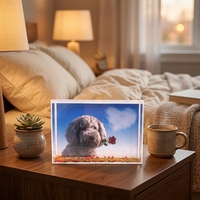 Cadre photo en acrylique flottant avec paillettes liquides 4x6 pouces, impression UV personnalisée, décoration de bureau, vente en gros, directement de l'usine