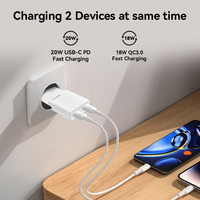 Chargeur portable électrique 25W 2 ports KCC KC approuvé, super rapide, USB-A Type-C pour ordinateur portable, smartphone, OTP PD QC3.0