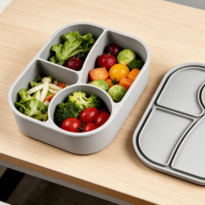 Caixa de Almoço de Silicone por Atacado com 4 Compartimentos, Tampa Hermética à Prova de Vazamentos, Livre de BPA, Segura para Micro-ondas, Freezer e Forno - Product Image 2
