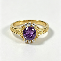 Bague en Améthyste Violette Profonde Naturelle, Argent Sterling S925, Bijoux Fins pour Anniversaire et Fêtes, pour Femme