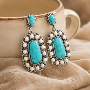 Orecchini Pendenti Vintage Blu-Verde, Gioielli Artistici di Moda per Donne - Product Image 6