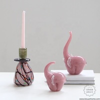 Bixuan Art Moderne Bougeoirs Cônes En Verre Colorwork Canne Fritté Gradient Goutte À Goutte Plaque Collier Stable Lourd Table Décor Bougies Pots