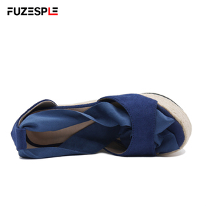 Nuova moda estiva sandali tacco alto con cinturini avvolgenti alla caviglia e spicchi in corda di canapa da 16cm espadrillas con plateau sandali con zeppa - Product Image 5