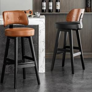 Prix bon marché d'usine de luxe Salle à manger Mobilier de restaurant Avec dossier <span class=keywords><strong>bas</strong></span> <span class=keywords><strong>Tabouret</strong></span> de bar extérieur <span class=keywords><strong>en</strong></span> cuir haut <span class=keywords><strong>en</strong></span> <span class=keywords><strong>bois</strong></span> - Product Image 2