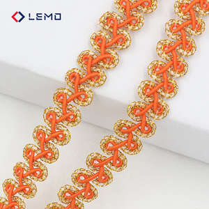 Cinta Trenzada de Hilo Metálico Dorado y Plateado con Bordado de Centípedo y Diseño Espiga para Ropa, Cortinas, Bolsos y Accesorios de Decoración - Product Image 2