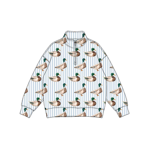 เสื้อเด็กผู้ชายลายเป็ดพิมพ์ลายทาง แขนยาว ซิปครึ่งตัว คอตั้ง สไตล์ลำลอง - Product Image 6