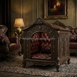 FF&E personnalisés |   Ensemble de canapés en cuir capitonné en bois massif sculpté à la main |   Histoire traditionnelle |   Projet Villa & Salon VIP |   Prêt pour l'ISPM-15 - Product Image 4
