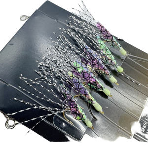 6 Haken Sabiki Rigs für Seefischerei Explosion Fischhaut Leder Flasher Bait Rigs Köder Angel technik Single Hook <span class=keywords><strong>String</strong></span> - Product Image 1