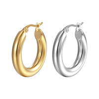 Boucles d'oreilles créoles tendance minimalistes pour femmes, plaquées or 18 carats, en acier inoxydable, bijoux de fête, articles de gros très demandés