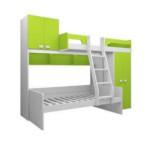 Lit superposé pour enfants en <span class=keywords><strong>bois</strong></span> moderne avec double échelle et tiroirs, idéal pour les appartements, les chambres à coucher et les écoles, vert Tomyniki Nobel, vente en gros d'usine - Product Image 4