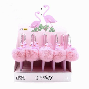 Versión Coreana de dibujos animados Pink Flamingo Hair Ball Charm Gel Pen - Product Image 5