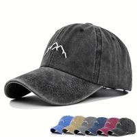 Casquette de baseball pour femme en coton vintage délavé, avec broderie montagne, couleur unie, style décontracté, protection solaire