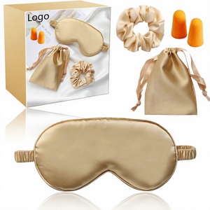 Custom Logo Woven Satin Silk <b>Sleeping</b> <b>Eye</b> <b>Mask</b> Gold Washable Water Resistant Blackout Night Blindfold for Home Use - Product Image 1