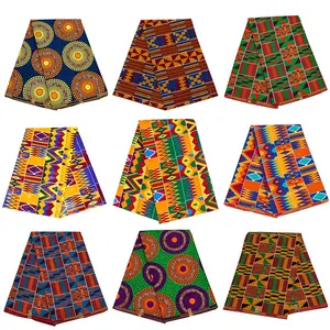 100% Katun Lilin Nyata Tekstil Kain Cetak Baru/Kain Ankara Afrika Lilin Renda/100% Katun Afrika Kente 6 Yard