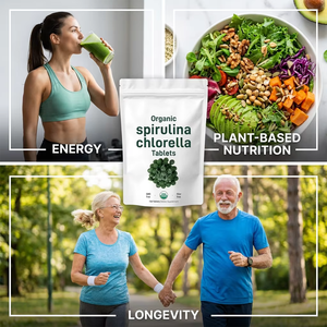 Compléments Halal pour l'immunité à base de Spiruline, Chlorelle, <span class=keywords><strong>Moringa</strong></span> et Herbe d'Orge, Comprimés d'origine en vrac de Spiruline et Chlorelle - Product Image 3