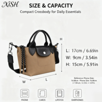Tas Selempang Wanita Bahan Nylon Anti Air Dengan Aksen Kulit Asli Untuk Kerja, Perjalanan, Resale, Bisnis