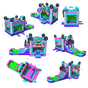 Nouveau design populaire : Aire de jeux gonflable en PVC avec toboggan, piscine et contrôleur de jeu, thème parc d'attractions pour location événementielle et jeux aquatiques - Product Image 1