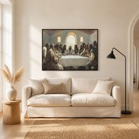 Impression sur toile encadrée personnalisée de la Cène, art mural moderne, peinture à l'huile, décoration chrétienne pour la maison, Christ et 12 apôtres