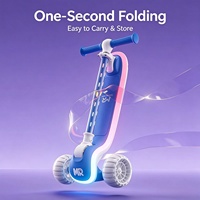 Trottinette pour enfants pliable en alliage à hauteur réglable, guidon 4 vitesses, roues PU lumineuses LED pour trottinette intelligente